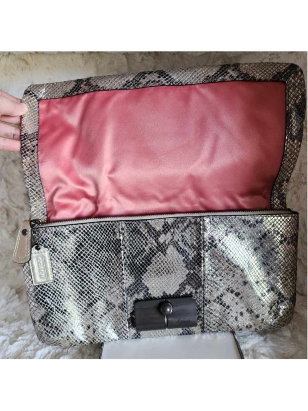 NWOT Coach Limited Edition Metallic Snakeskin Clutch - Picture 10 of 16